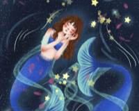 梦幻双鱼座美人鱼徜徉于梦中星空插画图片