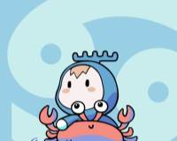 戴着螃蟹游泳圈的小孩可爱卡通巨蟹座符号图片