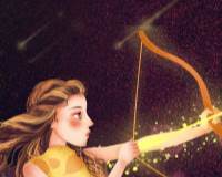 射手座星空女孩以光为箭唯美梦幻插画图片