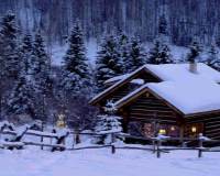 国外的冬季夜晚唯美雪景高清桌面壁纸大图