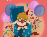 愚人节快乐海报礼物盒里的可爱小丑羊创意卡通图片
