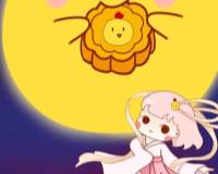 月亮吃月饼，嫦娥奔月可爱卡通中秋节祝福图片