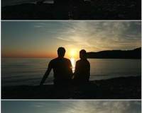 情侣携手看夕阳的图片 夕阳图片情侣