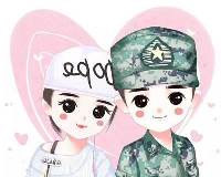 军人情侣卡通图片 军人情侣头像卡通