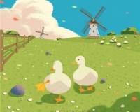 2021治愈夏天的两只鸭子头像可爱卡通鸭子户外玩耍图片