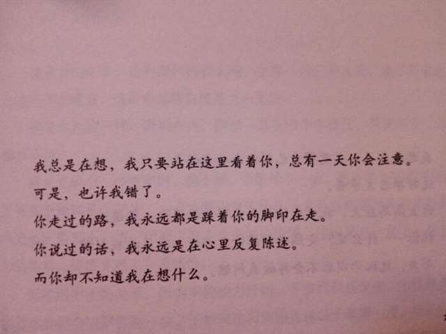 我总是在想,我只要站在这里看着你,总有一天你会注意.