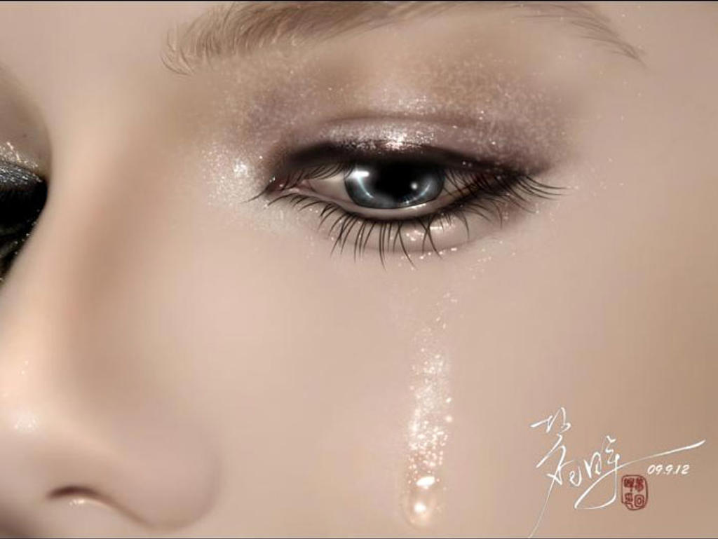 photoshop 鼠绘一张美女的流泪的特写镜头
