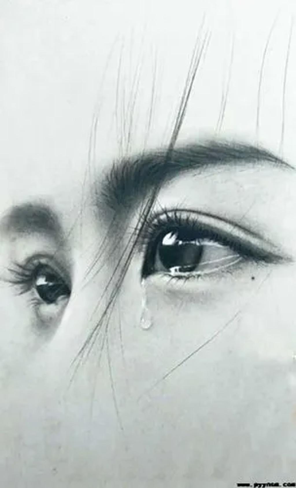 手绘眼睛流泪图片