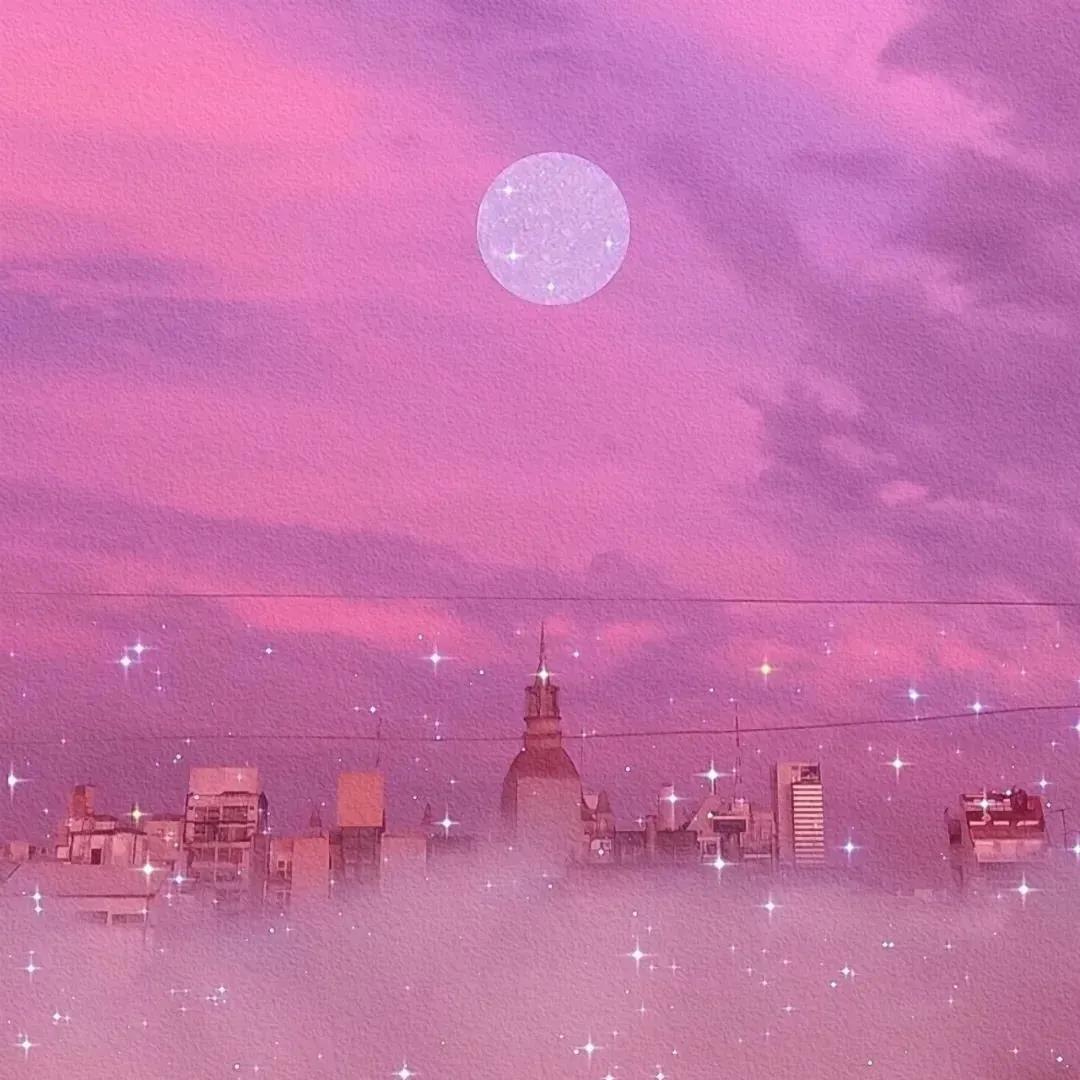 美丽风景图片唯美|粉色的晚霞点缀天空