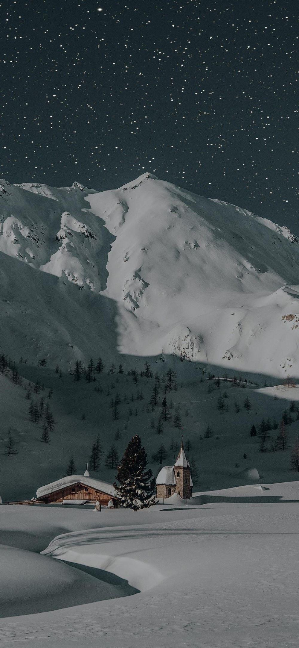 浪漫2021冬天大雪纷飞夜晚高清图片