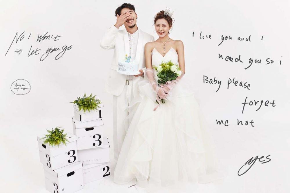 高级感涂鸦创意室浪漫婚纱涂摄影作品图片