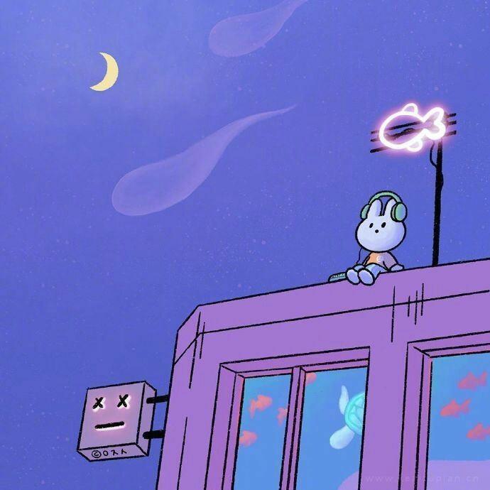 最新卡通动画萌兔深海唯美意境好看背景图片