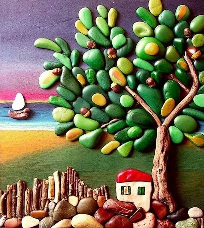 最新石头上作画的意境浪漫高清图图片