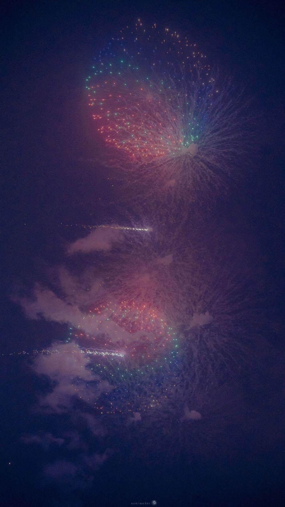 夜晚蓝色烟火背景图片