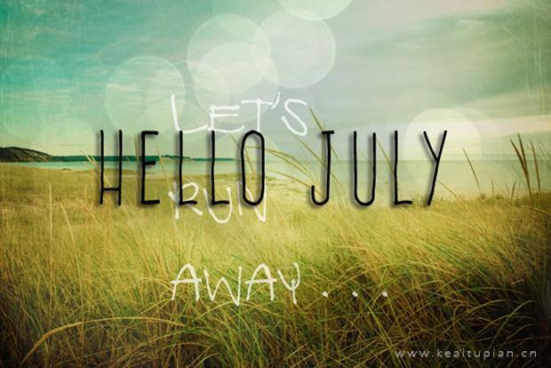 你好七月英文配图唯美意境风景图片