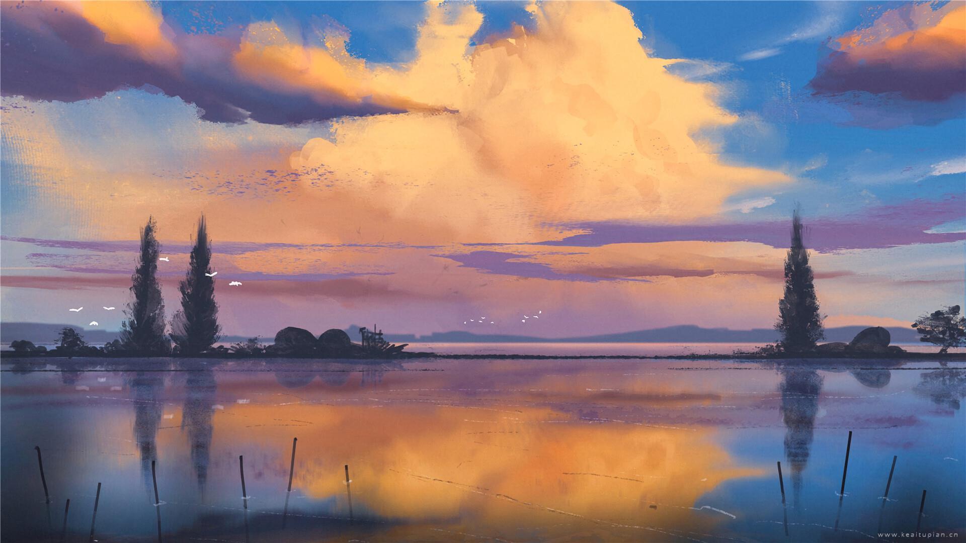 好看高清的二次元风景人物桌面壁纸图片