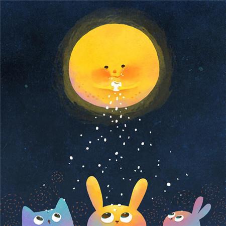 中秋节赏月的卡通月亮空间 喜欢的事自然可以坚持图片