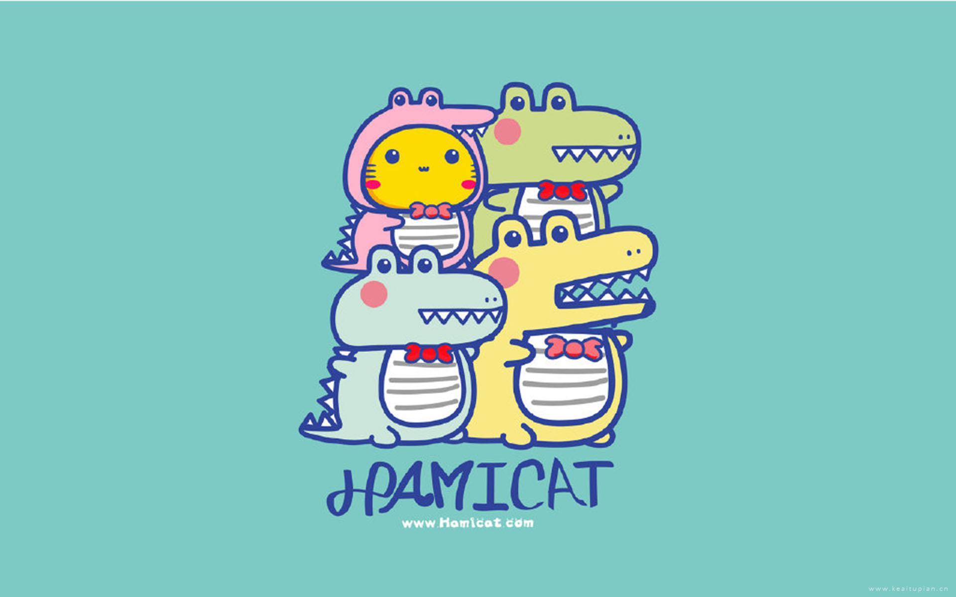 好看哈咪猫和鳄鱼卡通图片桌面壁纸