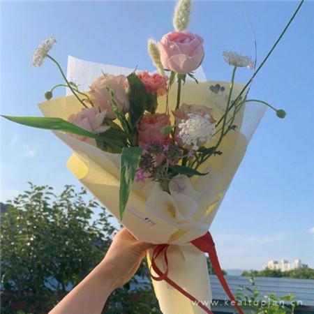 教师节手拿着鲜花的好看微信抖音快手头像图片