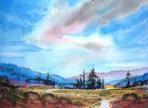 蔚蓝唯美的天空油画作品海阔高清壁纸图片