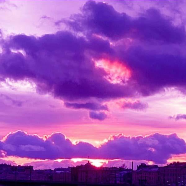 唯美梦幻紫色天空治愈系色调，紫色梦幻天空系列图片