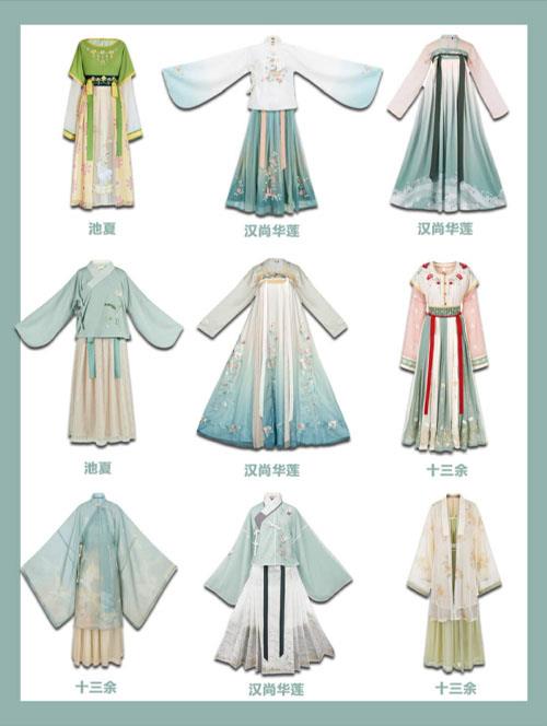 唯美汉服系列服装手绘，汉服套装设计搭配图图片