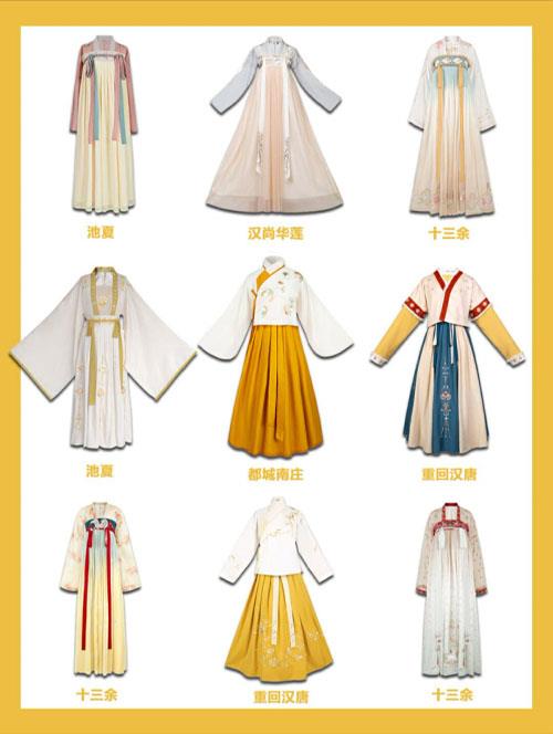 唯美汉服系列服装手绘，汉服套装设计搭配图图片