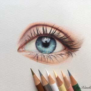 唯美手绘彩绘眼睛，超真实的素描彩绘动漫眼睛图片