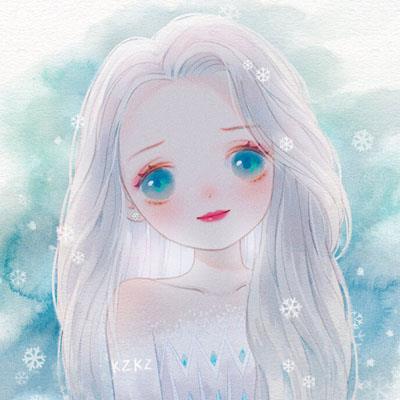 唯美迪士尼公主插画闺蜜头像，抖音迪士尼公主系列动漫Q版插画图片