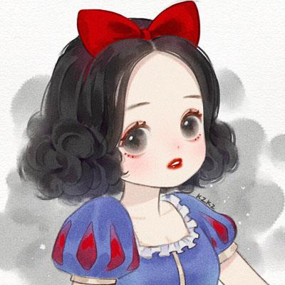 唯美迪士尼公主插画闺蜜头像，抖音迪士尼公主系列动漫Q版插画图片