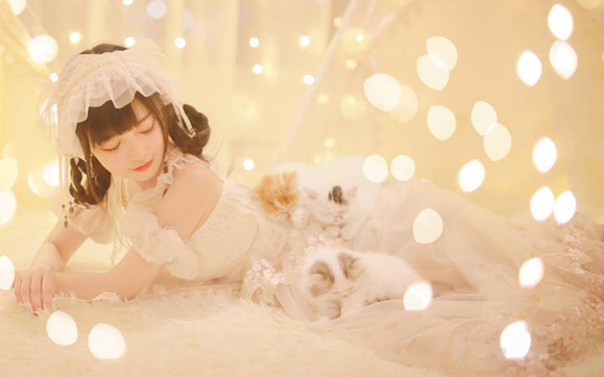 漂亮的清纯美女光影唯美高清图片桌面壁纸