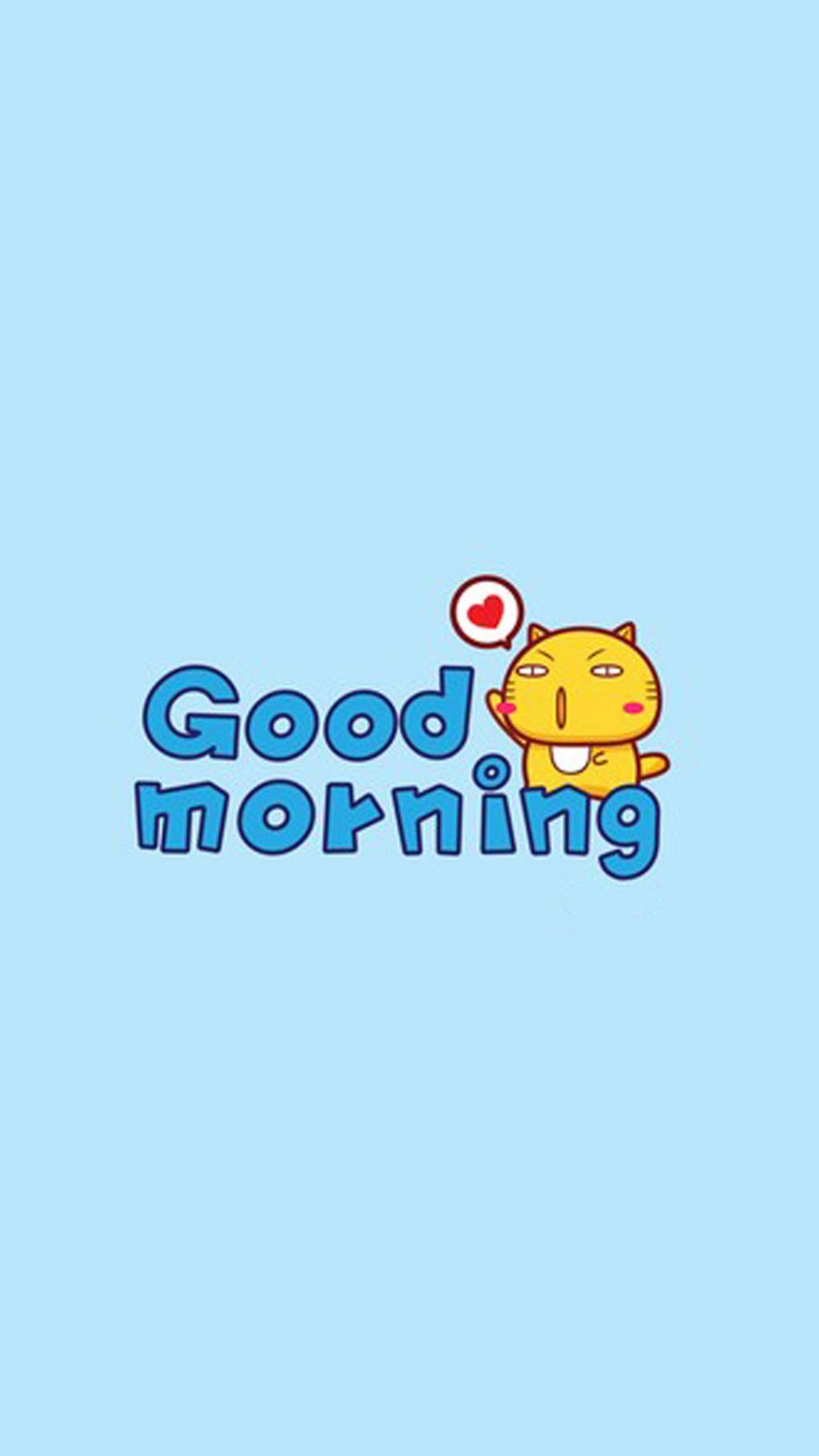 超可爱good morning早安猫手机壁纸图片