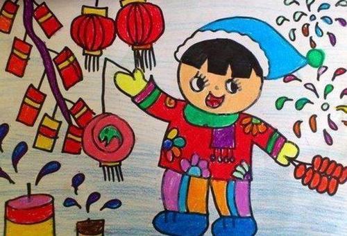 过年图片大全儿童画 儿童画过年的图画