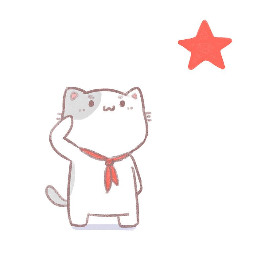 2021国庆专属的一组可爱卡通爱国猫咪微信头像图片