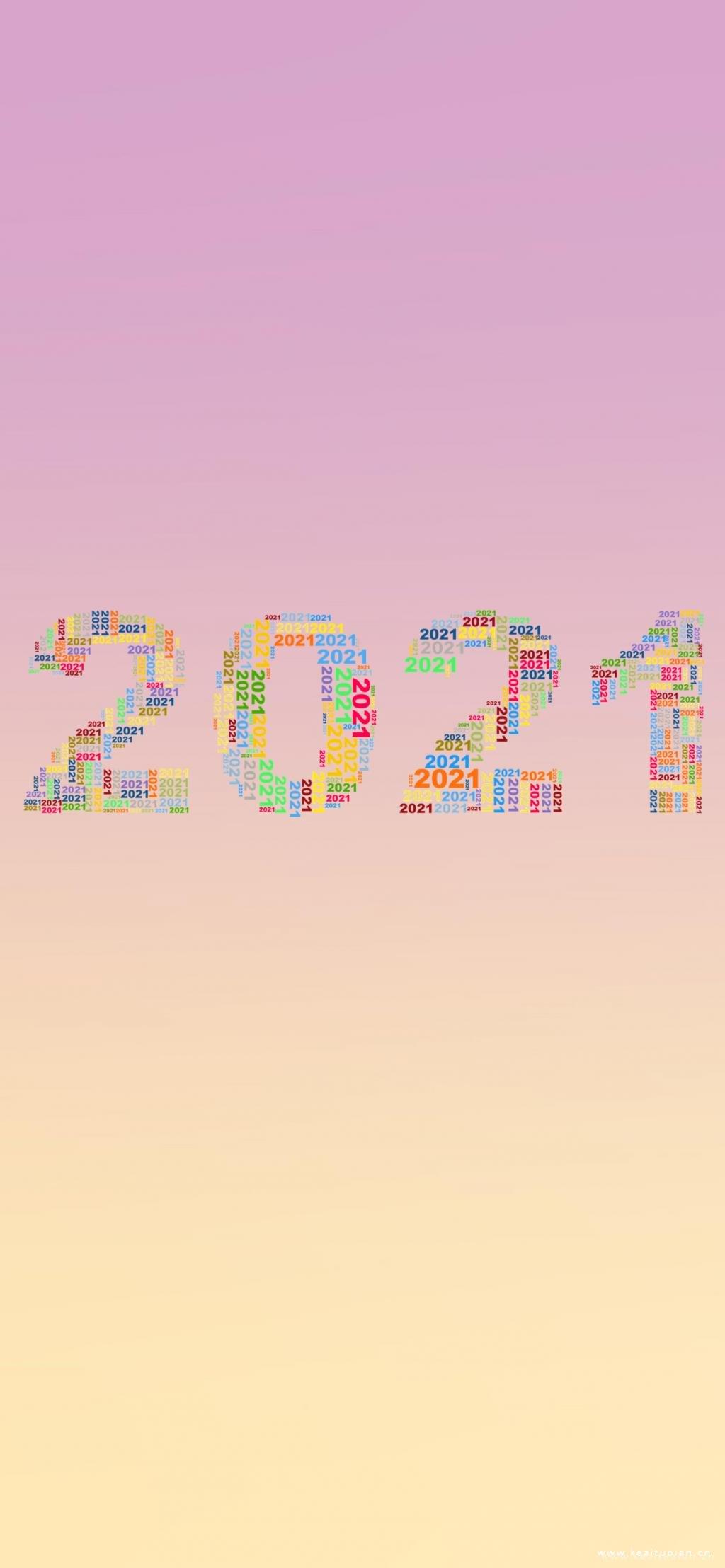 最新2021简约数字渐变高清海壁纸图片