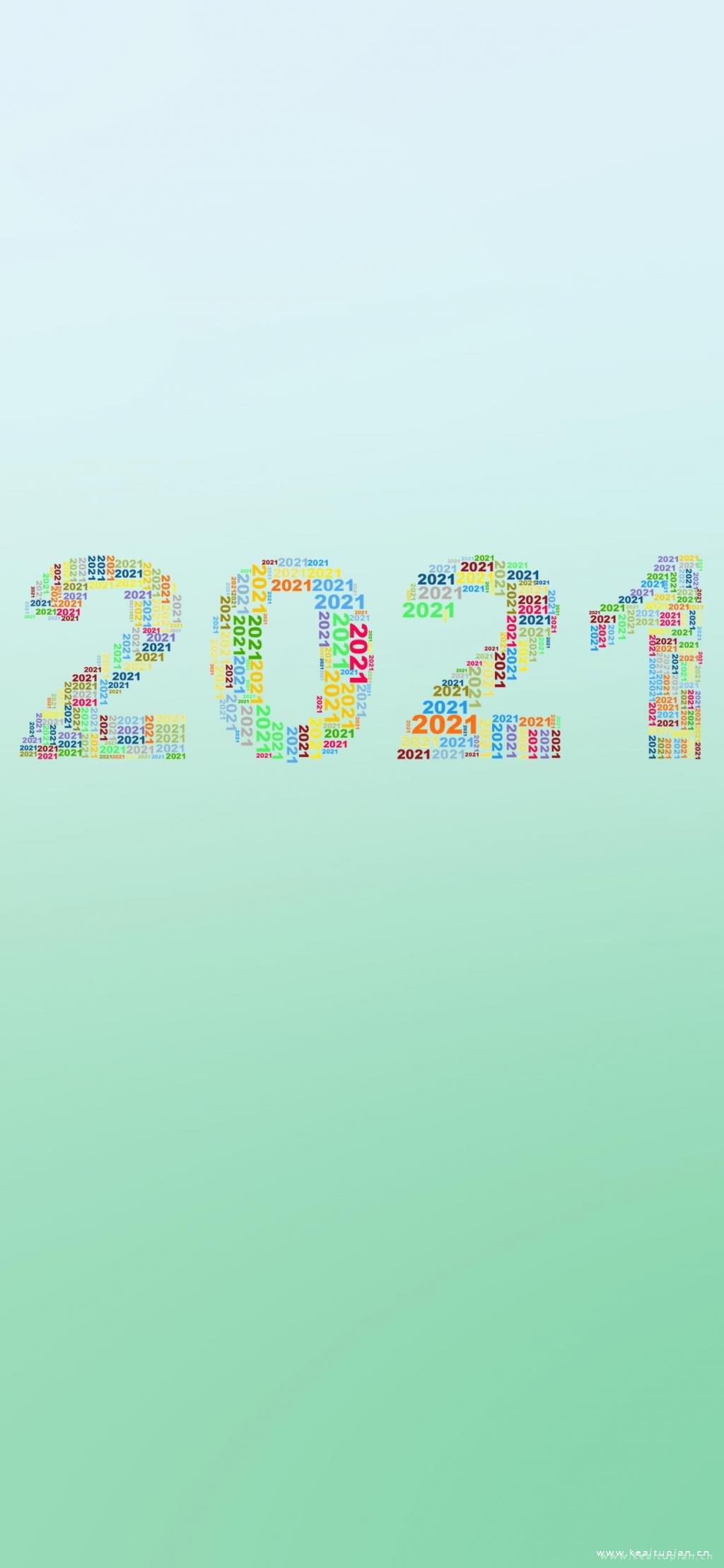 最新2021简约数字渐变高清海壁纸图片