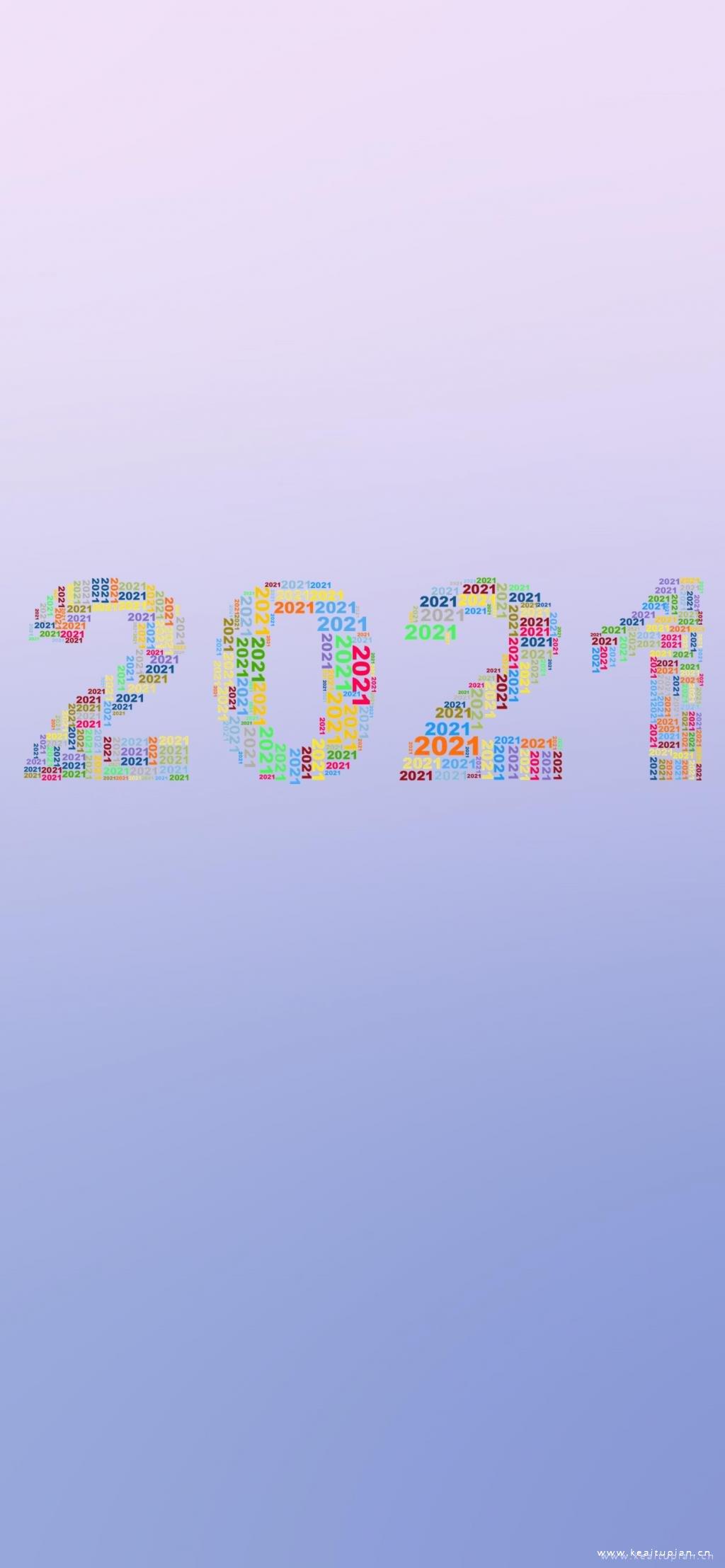 最新2021简约数字渐变高清海壁纸图片