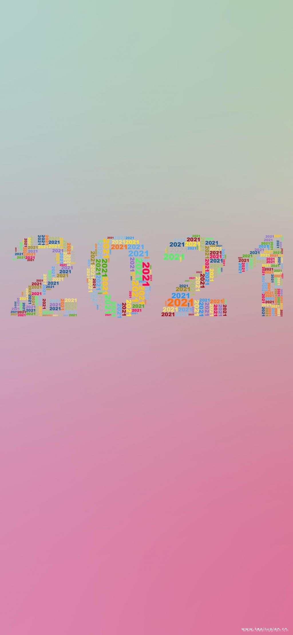 最新2021简约数字渐变高清海壁纸图片