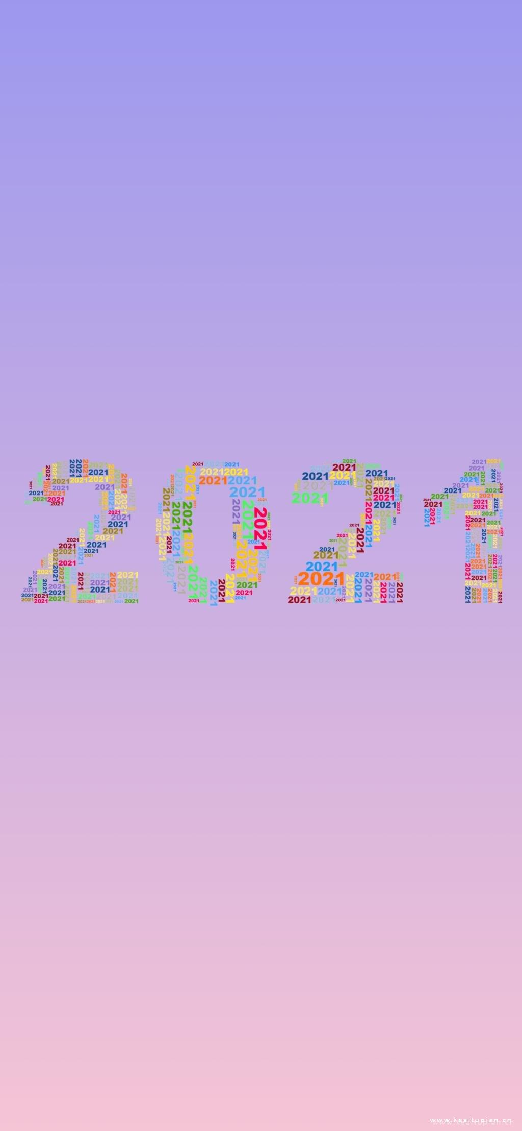 最新2021简约数字渐变高清海壁纸图片