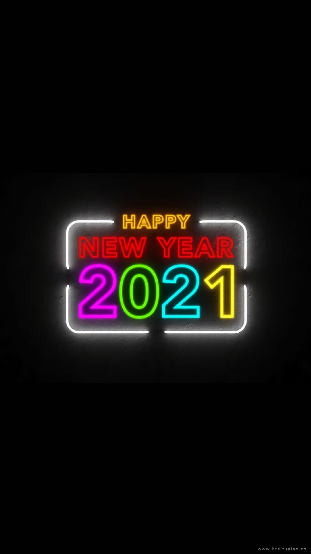 最新2021新年简约数字霓虹电灯背景图图片