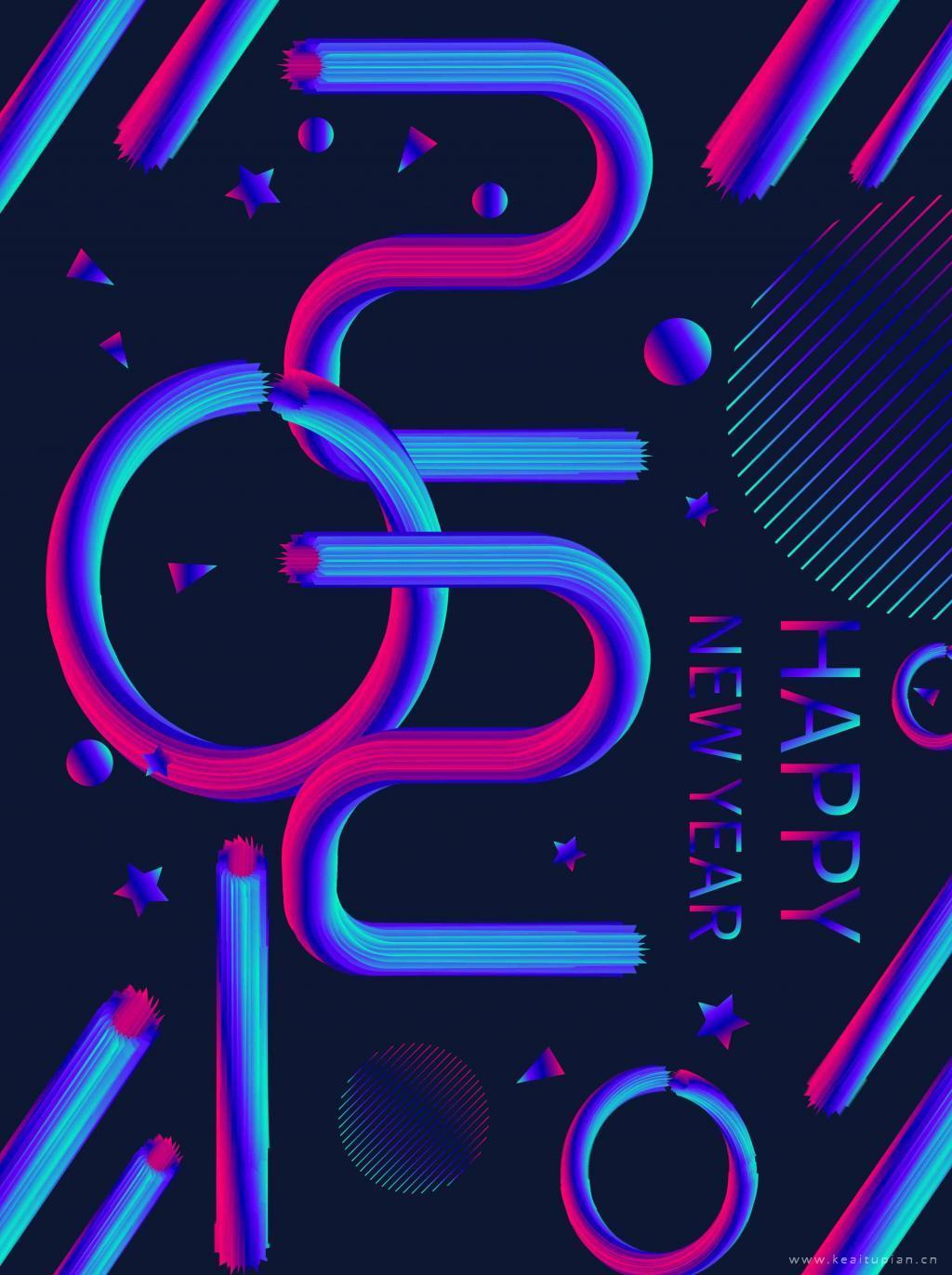 2021炫酷庆祝新年文字壁纸图高清手机壁纸