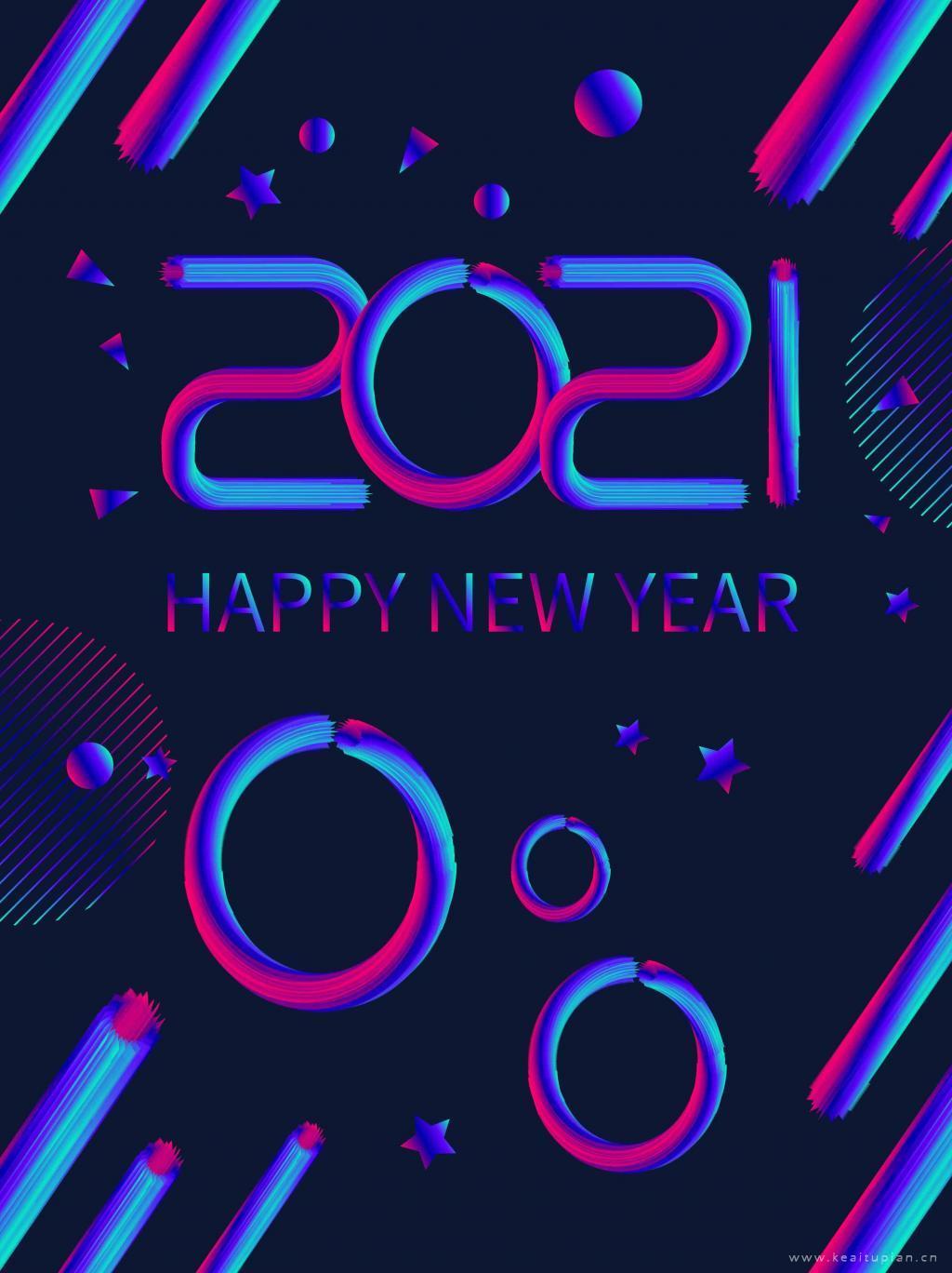 2021炫酷庆祝新年文字壁纸图高清手机壁纸