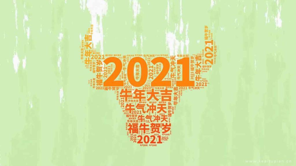 复古2021年牛年大吉桌面背景图图片