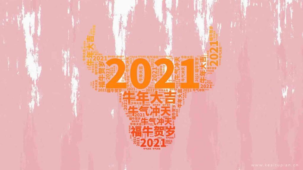 复古2021年牛年大吉桌面背景图图片