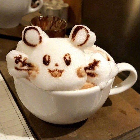 超萌超可爱的咖啡3D立体拉花卡通图片