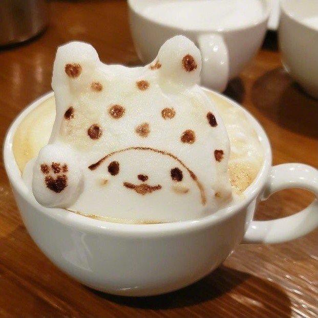 超萌超可爱的咖啡3D立体拉花卡通图片