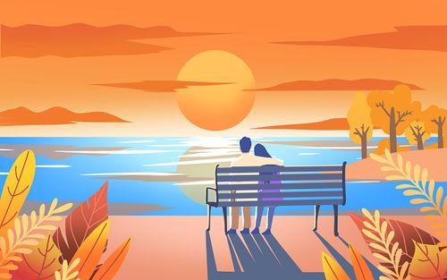 秋天情侣背影图片唯美 冬天情侣背影图片唯美