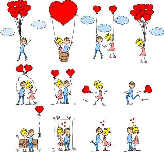 卡通情侣矢量图 高清矢量卡通图案图片