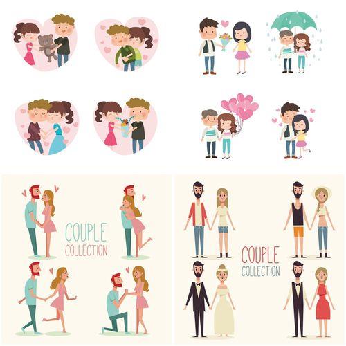 卡通情侣矢量图 高清矢量卡通图案图片