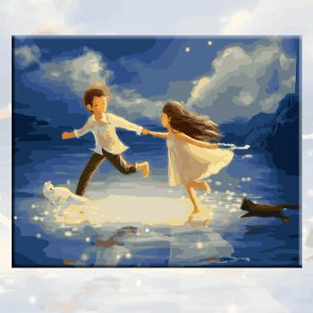 情侣油画图片大全 情头情侣双人油画